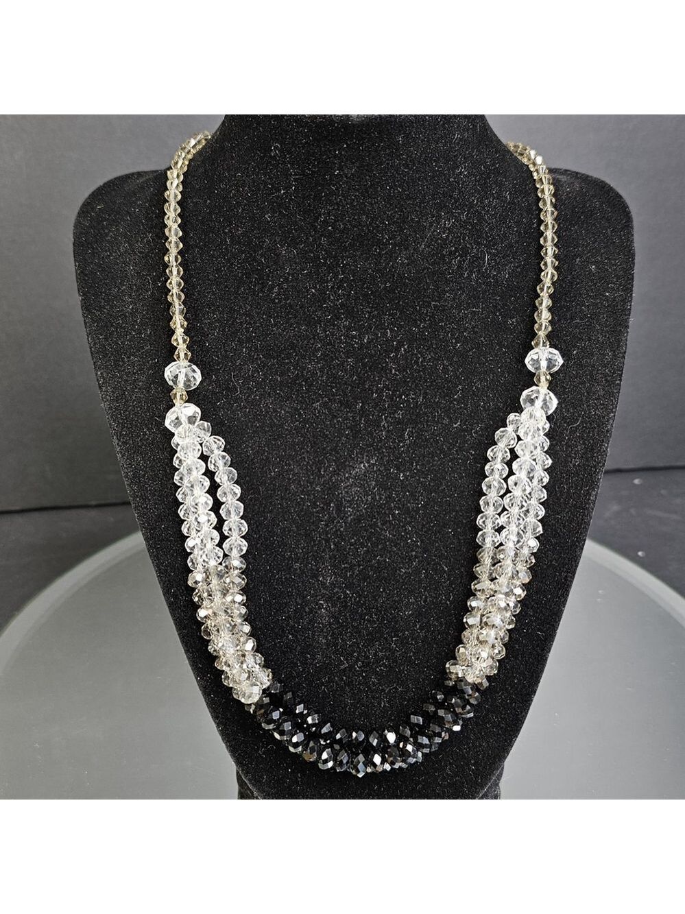 Glass Beaded Tri Tone 22inch Necklace With Glass Drop Earrings Womens Gorgeous